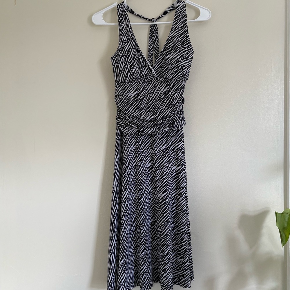 My Michelle | Zebra Print Tie Halter Dress | Size Small